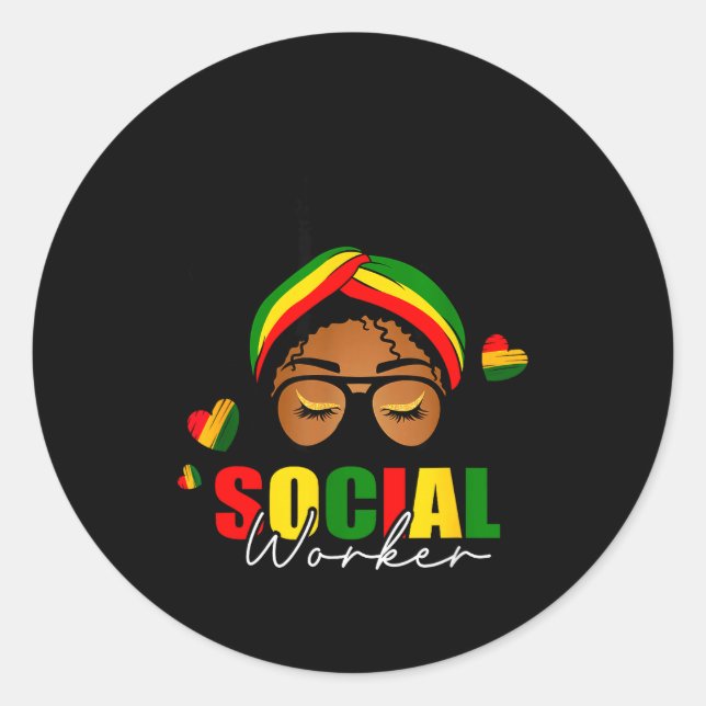 Adesivo Mês da História Negra Assistente Social Cabelo Des (Frente)