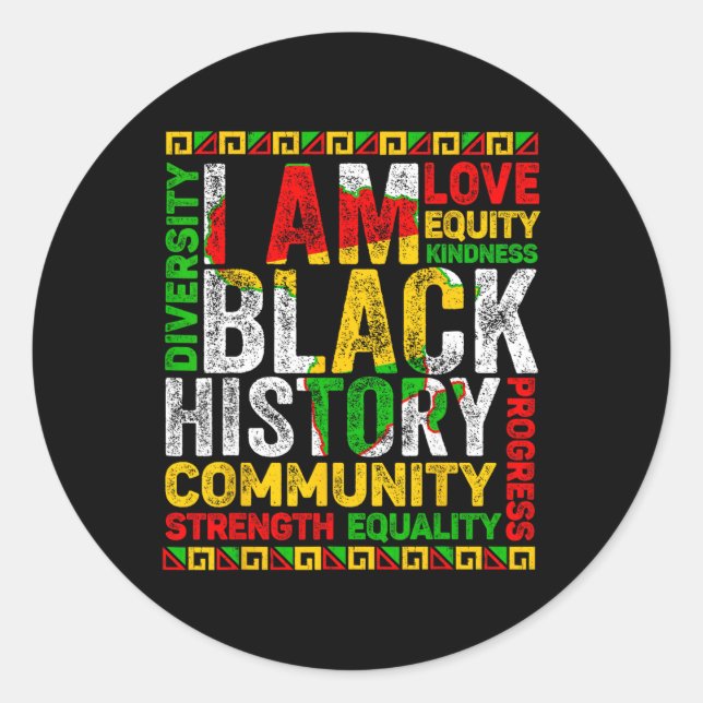 Adesivo Mês da História Negra Eu Sou História Negra Afro-A (Frente)