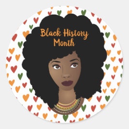 Adesivo Mês da História Negra, Mulher Negra, Corações