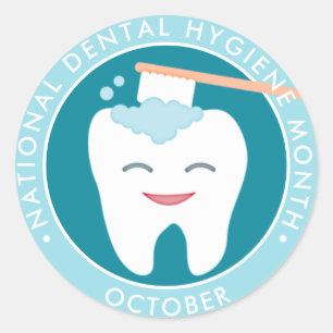Adesivo Mês dental nacional da higiene da escova de dente