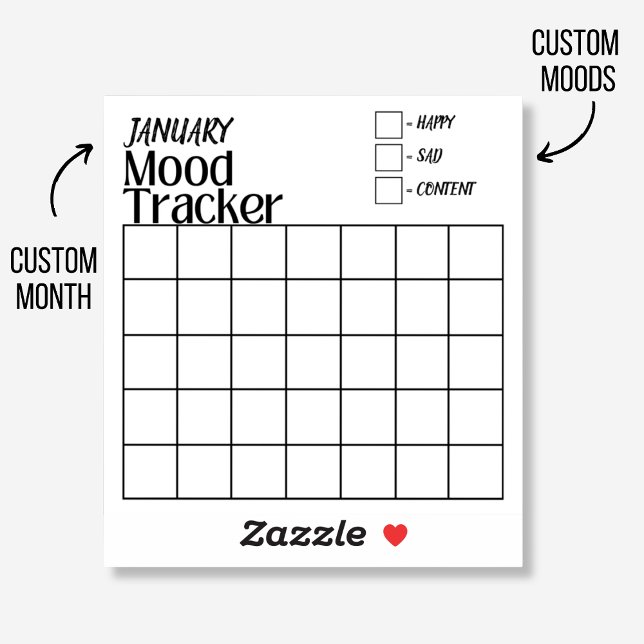 Adesivo Mês e humor personalizados | Vinheta de rastreador (Monthly mood tracker sticker with customized moods for your bullet journal.)