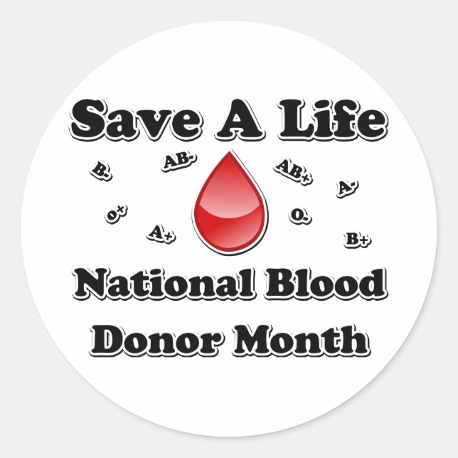 Adesivo Mês Nacional de Doador de Sangue - Salvar uma Vida (Frente)