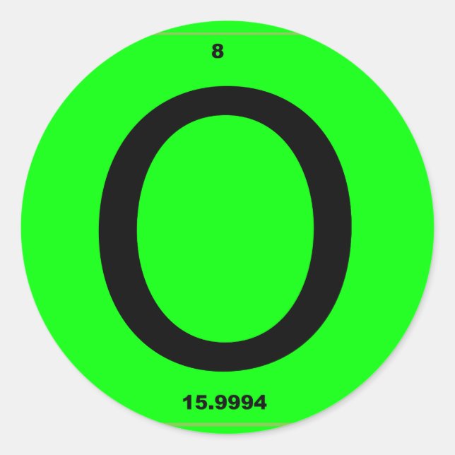 Adesivo Mesa periódica Carta O (Frente)