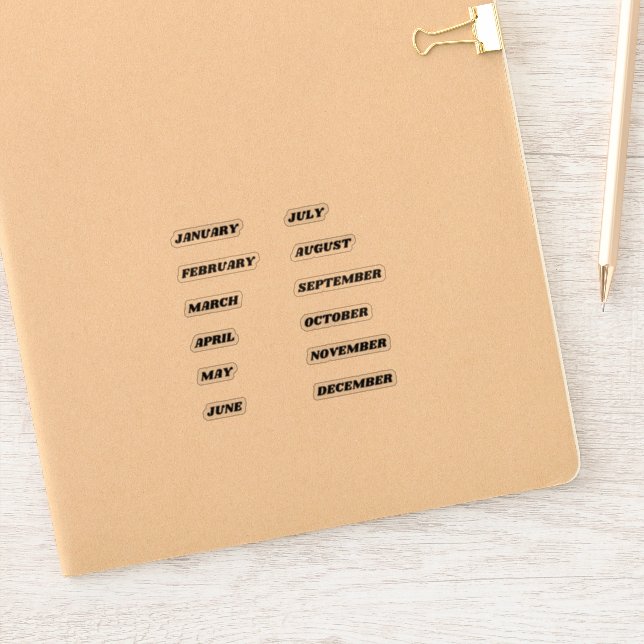 Adesivo Meses do Retro Conjunto de Vinhetas do Ano (Notebook)