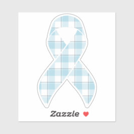 Adesivo Mesothelioma Awareness Plaid Light Blue Ribbon