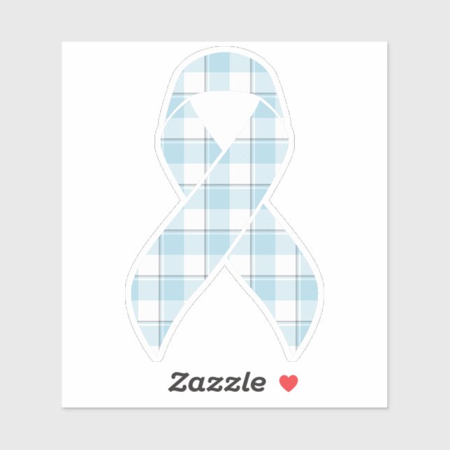 Adesivo Mesothelioma Awareness Plaid Light Blue Ribbon (Folha)