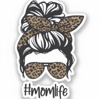 Adesivo Messy Bun #momlife Leopard
