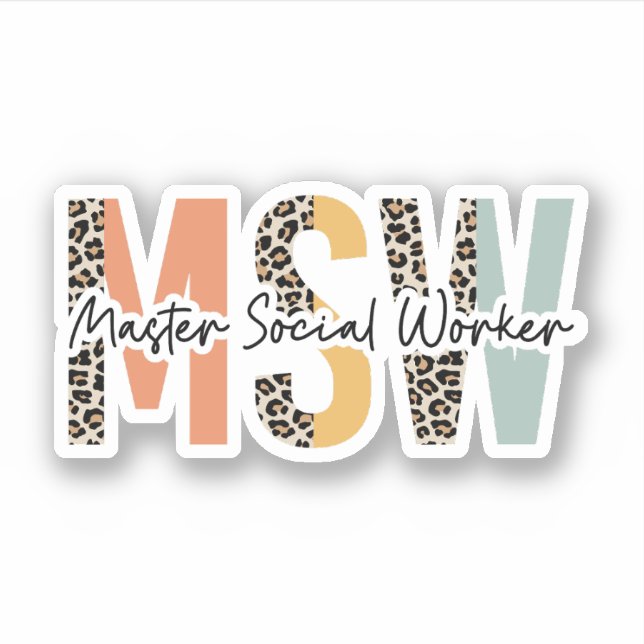 Adesivo Mestrado em MSW do Trabalhador Social, Trabalho So (Frente)