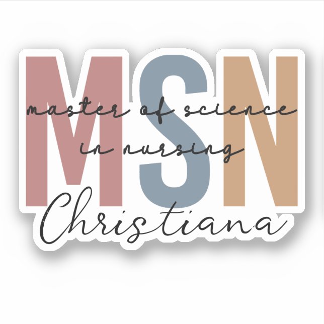 Adesivo Mestre de Ciência em Enfermagem do MSN Personaliza (Frente)