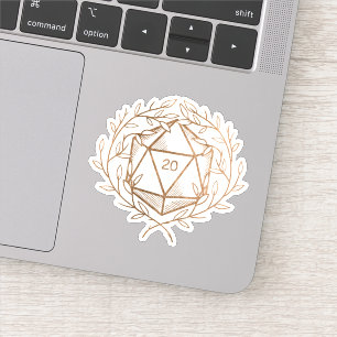 Adesivo Mestre de Jogo de Fantasia de Dice D20 Dourados La