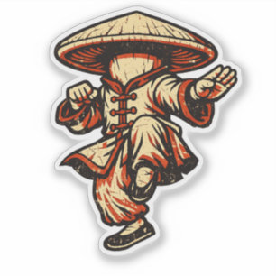 Adesivo Mestre de Kung Fu Cogumelo — Vintage Retro Marcial