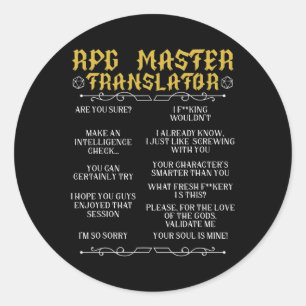 Adesivo Mestre Tradutor Rpg D20 Jogos de Mesa Engraçado Rp