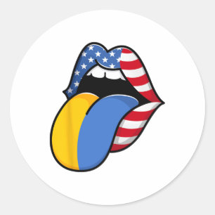 Adesivo Metade Americano Metade Ucraniano Bandeira Dos EUA