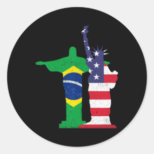 Adesivo Metade Brasileiro Metade Americano EUA Brasil Cult
