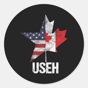 Adesivo Metade Canadense Americano Useh Canadá Bandeira EU