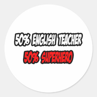 Adesivo Metade do professor de inglês... meio super-herói.