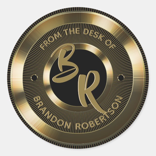 Adesivo Metálico Dourado Personalizado Inicial (Frente)