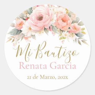 Adesivo Meu Batismo flores rosas