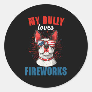 Adesivo Meu Bully ama Fireworks No Dia 4 De Julho Um Cão P