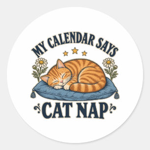 Adesivo Meu Calendário Diz Soneca de Gato Gato Persa Adorm