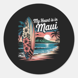Adesivo Meu Coração Está Em Maui Havaí Lembrança De Surf