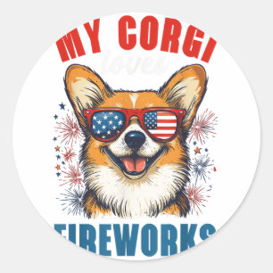 Adesivo Meu Corgi ama fogos de artifício no dia 4 de julho