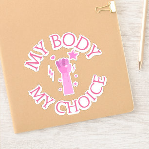 Adesivo Meu corpo Minha escolha feminista rosa-rosa