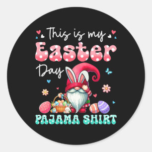 Adesivo Meu Dia de Páscoa Pajama Camisa Floral Bunny Gnomo