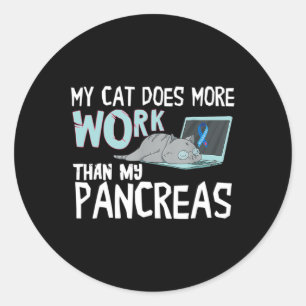 Adesivo Meu Gato Trabalha Mais Do Que Meu Pâncreas Diabete