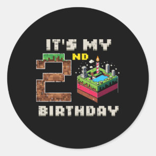 Adesivo Meu Jogo de Pixel de 2º Aniversário Bolo Gamer Men