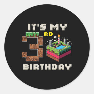 Adesivo Meu Jogo de Pixel de 3º Aniversário 3 Bolo Video G