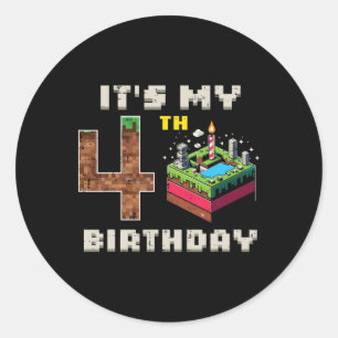 Adesivo Meu Jogo de Pixel de 5º Aniversário 4 Vídeo Game d