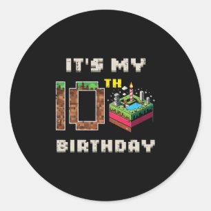 Adesivo Meu Jogo de Pixel de Aniversário de 10 Anos Bolo d