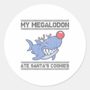Adesivo Meu Megalodon Comeu os Biscoitos do Papai Noel - M