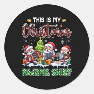 Adesivo Meu Natal Pajama Três Papais noeis Jogando Acordeõ