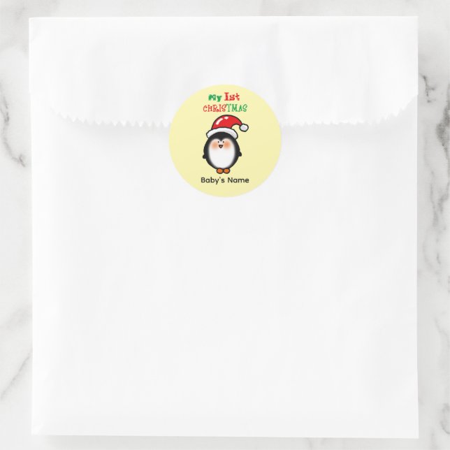 Adesivo Meu Primeiro Natal Adorável Pinguim (Bolsa)