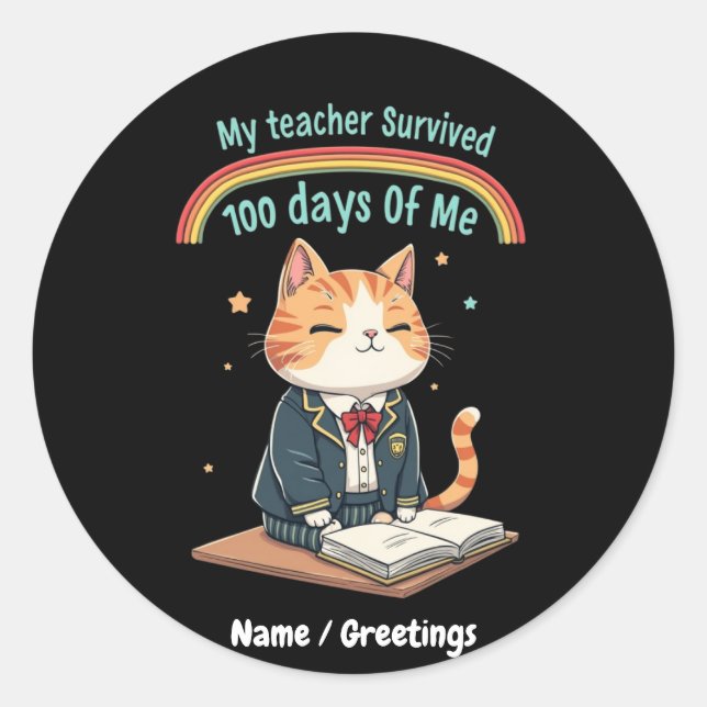 Adesivo Meu professor sobreviveu 100 dias de mim (Frente)