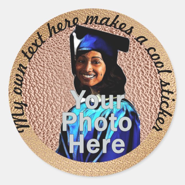 Adesivo Meu Próprio Texto Aqui Foto Cobre (Frente)