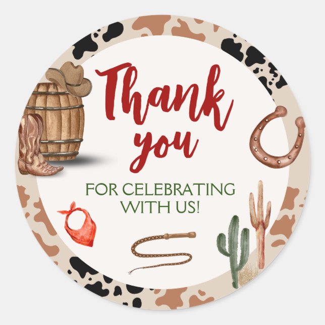 Adesivo Meu Segundo aniversário de vaqueiro do partido Rod (Frente)