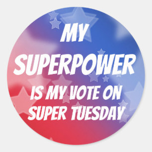 Adesivo Meu Superpoder é Meu Voto na Super Terça
