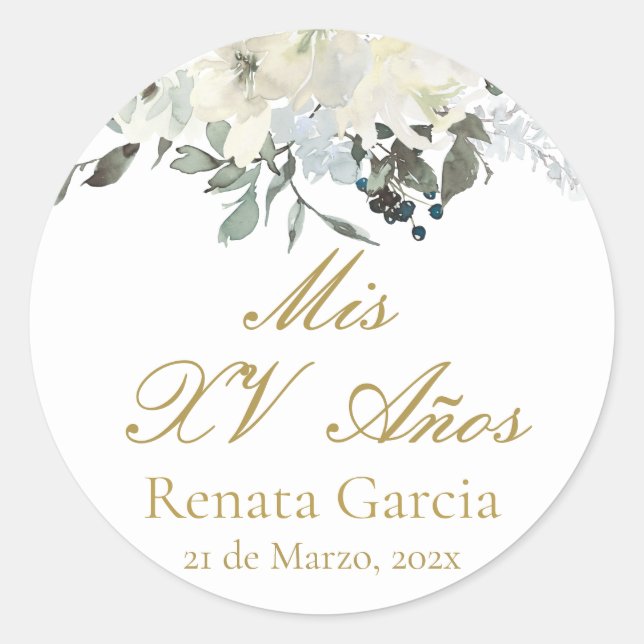 Adesivo Meus 15 anos flores rosas (Frente)