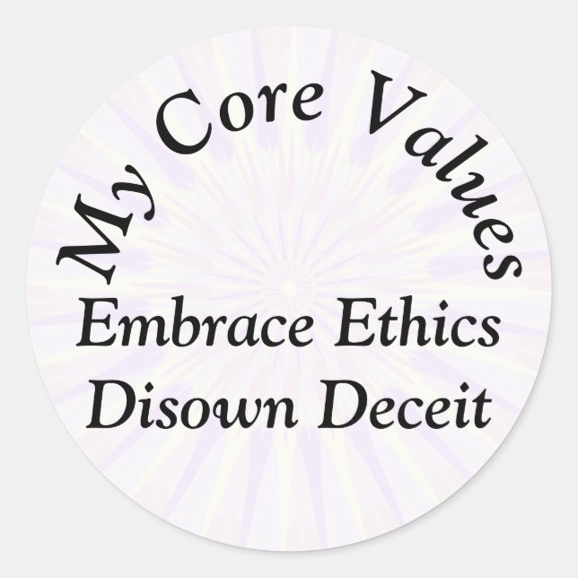 Adesivo Meus Valores Fundamentais - Adotar Ética Dispor Me (Frente)