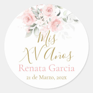 Adesivo Meus XV anos flores rosas