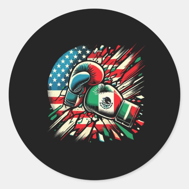 Adesivo Mexicano Boxando Luvas American Flag Fusion (Frente)