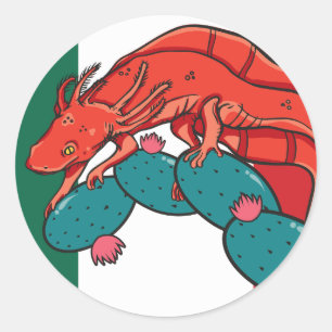 Adesivo México Axolotl Bandeira Nacional Mexicana