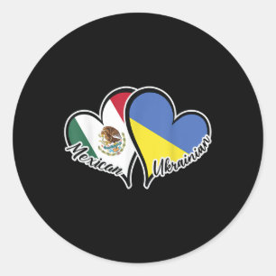 Adesivo México Ucrânia Flag Heart Half Mexicano Half