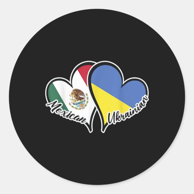 Adesivo México Ucrânia Flag Heart Half Mexicano Half (Frente)