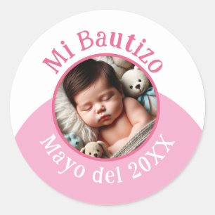Adesivo Mi Bautizo con Foto y Fecha