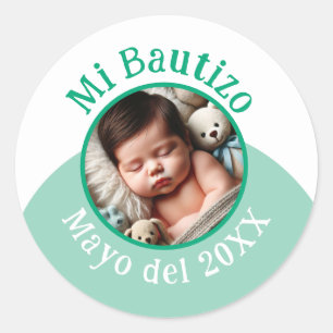 Adesivo Mi Bautizo con Foto y Fecha