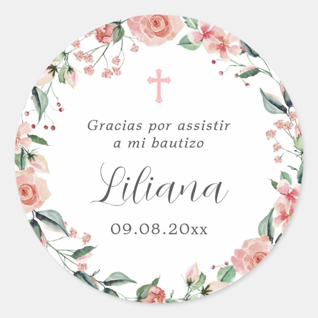 Adesivo Mi Bautizo Recuerdos Para Bautizo Espanhol Baptism (Frente)